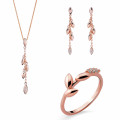 Orphelia® 'Loana' Women's Sterling Silver Set: Necklace + Earrings + Ring - Rose SET-7505/RG