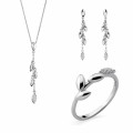 Orphelia® 'Loana' Women's Sterling Silver Set: Necklace + Earrings + Ring - Silver SET-7505