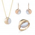 'Moragene' Women's Sterling Silver Set: Necklace + Earrings + Ring - Gold SET-7506/G