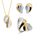 Orphelia® 'Ameliana' Women's Sterling Silver Set: Necklace + Earrings + Ring - Silver/Gold SET-7508
