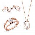 Orphelia® 'Heloise' Women's Sterling Silver Set: Necklace + Earrings + Ring - Rose SET-7509