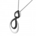 Orphelia® 'Amber' Women's Sterling Silver Chain with Pendant - Silver/Black ZH-7092/2