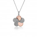 'Fioni' Women's Sterling Silver Chain with Pendant - Silver/Rose ZH-7452