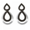Orphelia® 'Amber' Women's Sterling Silver Drop Earrings - Silver/Black ZO-7092/2
