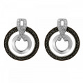 Orphelia® 'Azalea' Women's Sterling Silver Stud Earrings - Silver/Black ZO-7095/2